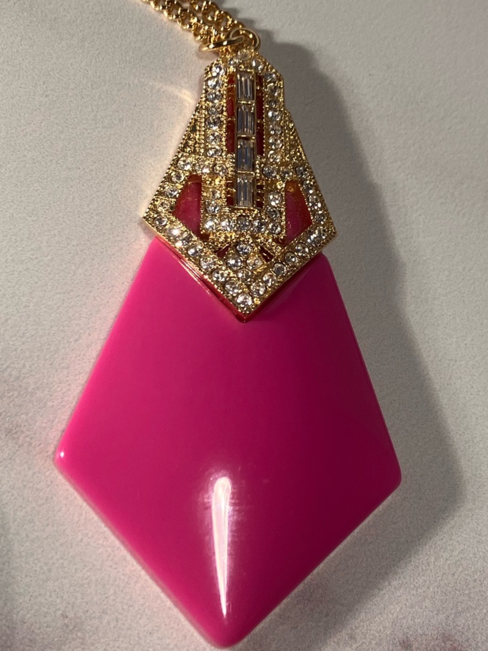 Gold-Tone spring pink Geometric Electra Pendant Necklace